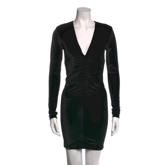 ALLSAINTS Dresses & Skirts - All Saints Mini Velvet Long Sleeve Deep V Dress Size XS